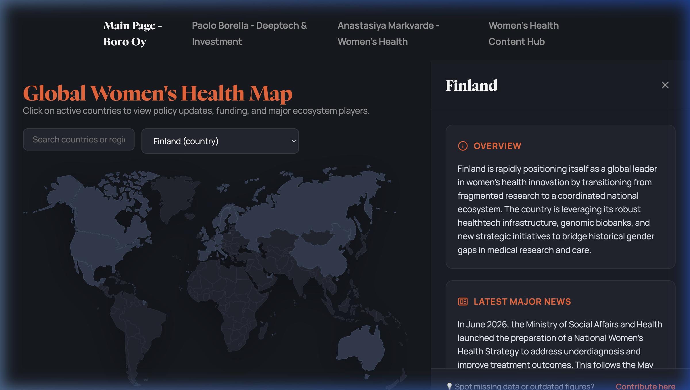 Report artwork: Women’s Health Innovation Map by Country