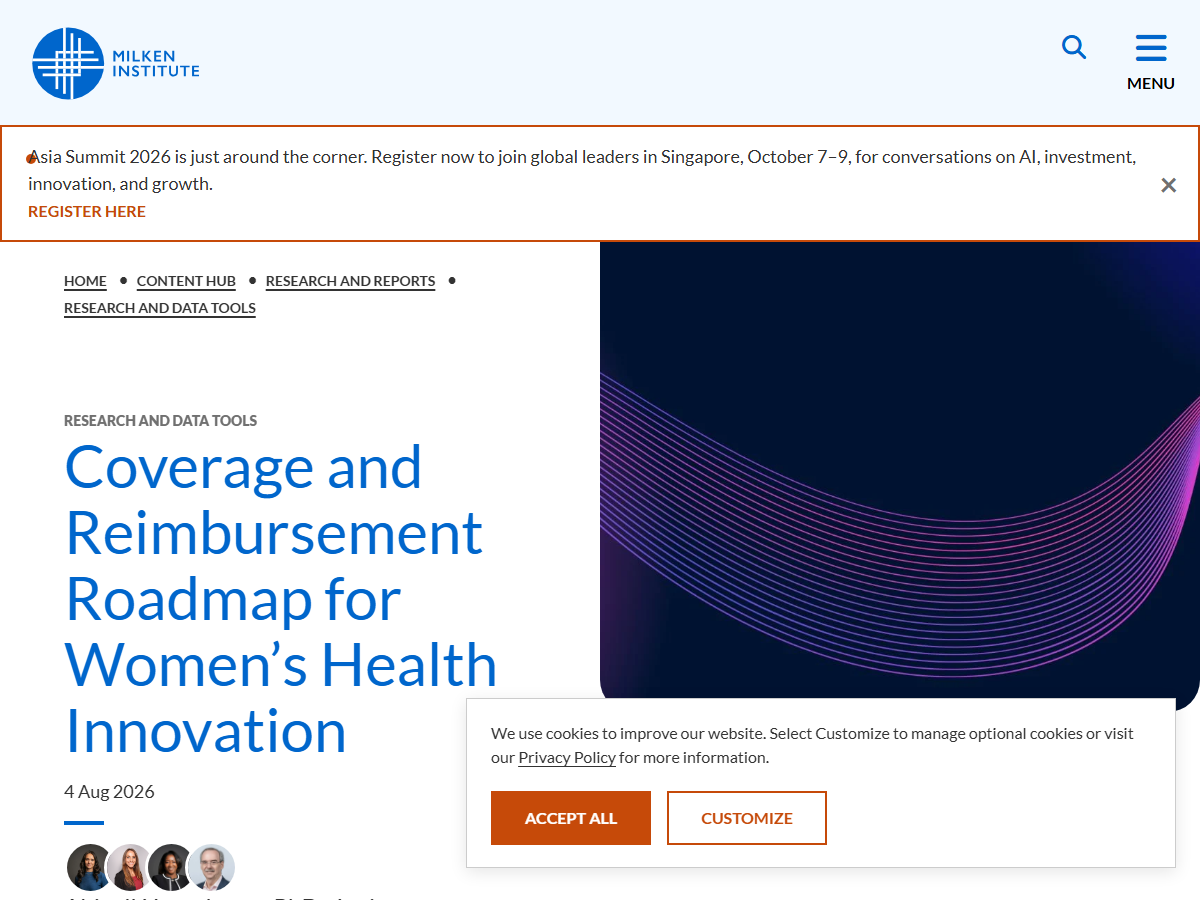 Report artwork: Coverage and Reimbursement Roadmap for Women’s Health Innovation